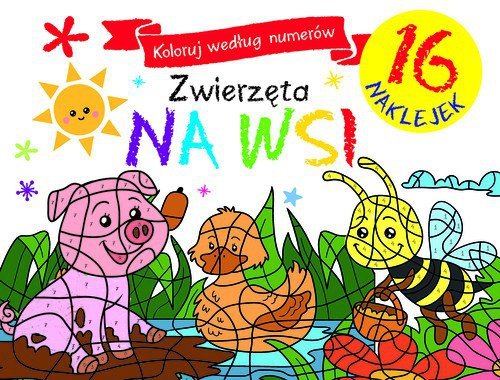 Koloruj według numerów. Zwierzęta na wsi