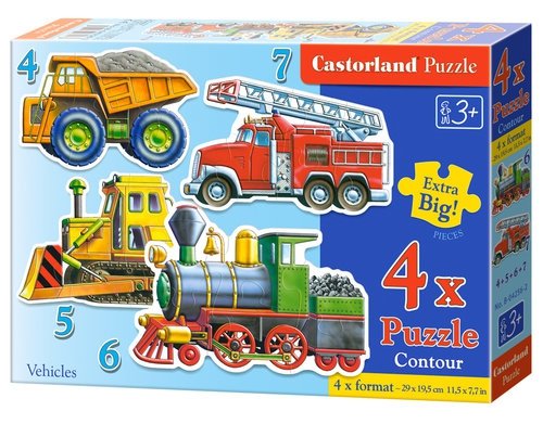 4x1 Puzzle konturowe Vehicles