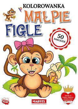 Małpie figle z naklejkami. Kolorowanka