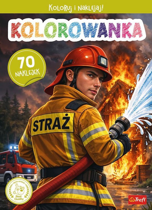 Strażak OSP. Kolorowanka z naklejkami