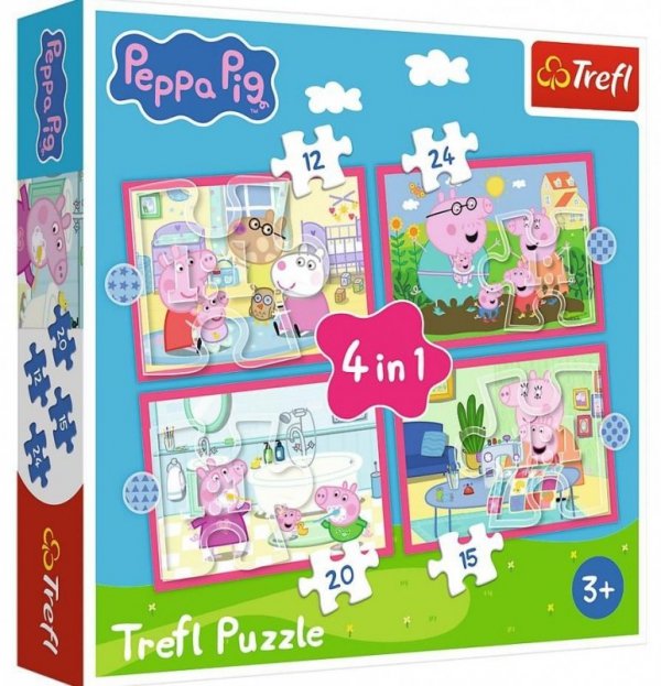 Puzzle 4w1. Peppa uwielbia przygody