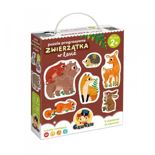 CzuCzu. Puzzle progresywne. Zwierzątka w lesie 2+