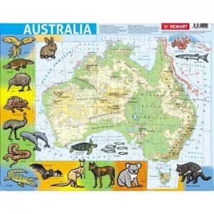 Puzzle ramkowe. Australia –  mapa fizyczna
