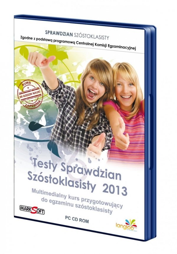 Testy - sprawdzian szóstoklasisty. Multimedialny kurs przygotowujący do egzaminu szóstoklasisty. PC CD-ROM