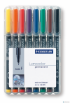 Foliopis Lumocolor, F, wodoodporny, zestaw 8 kol.  (1, 2, 3, 4, 5, 6, 7, 9) w etui box, Staedtler S 318 WP8