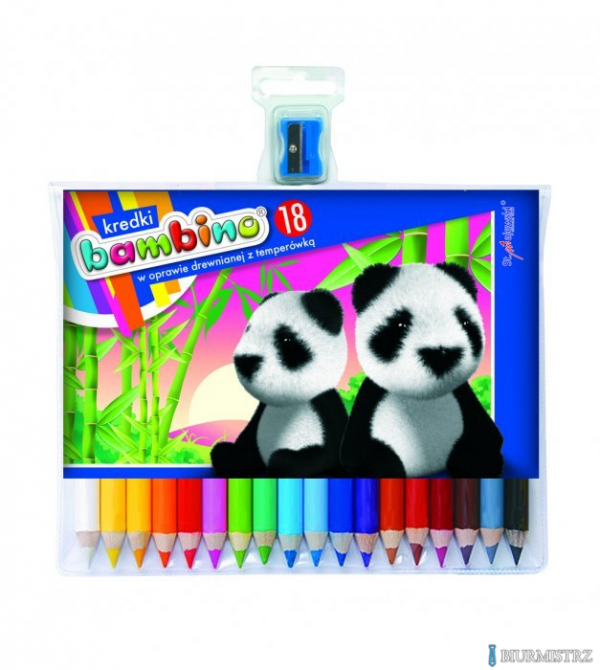 Kredki BAMBINO 18kol.w drewnie 15 cm + temperówka  0348