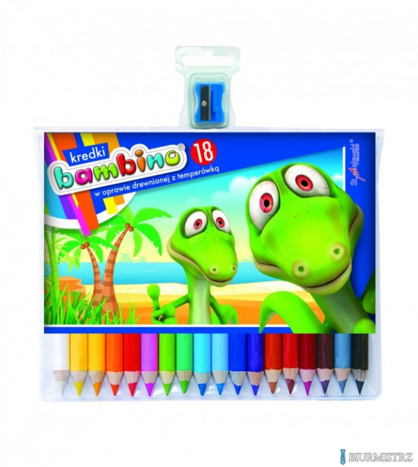 Kredki BAMBINO 18kol.w drewnie 15 cm + temperówka  0348