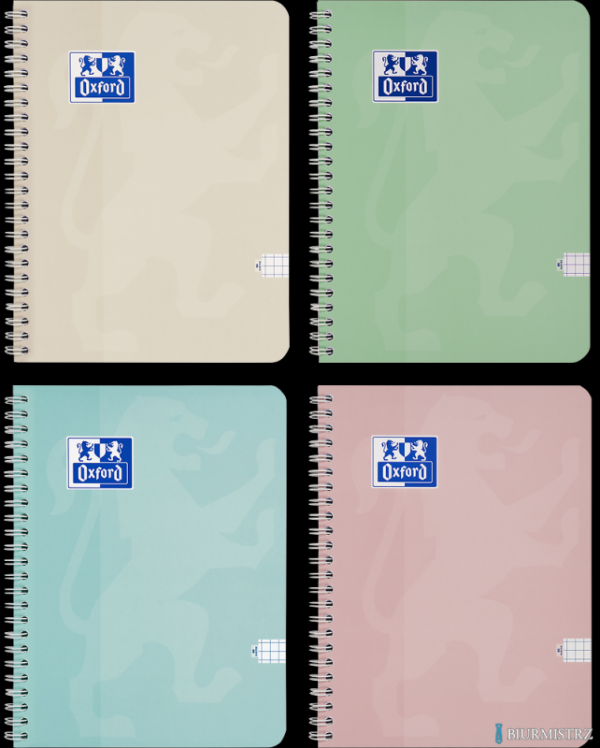 Kołozeszyt Oxford Touch Pastelowy 2-spiralny A5 80 kartek 90 g kratka 5x5 mm 400175357