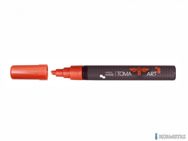 Marker akrylowy, fibrowa końcówka ścięta 2-5mm,  czerwony TO-400 Toma