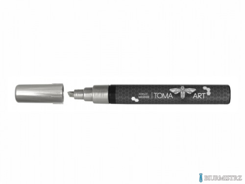 Marker akrylowy, fibrowa końcówka ścięta 2-5mm,  srebrny TO-400 Toma (X)