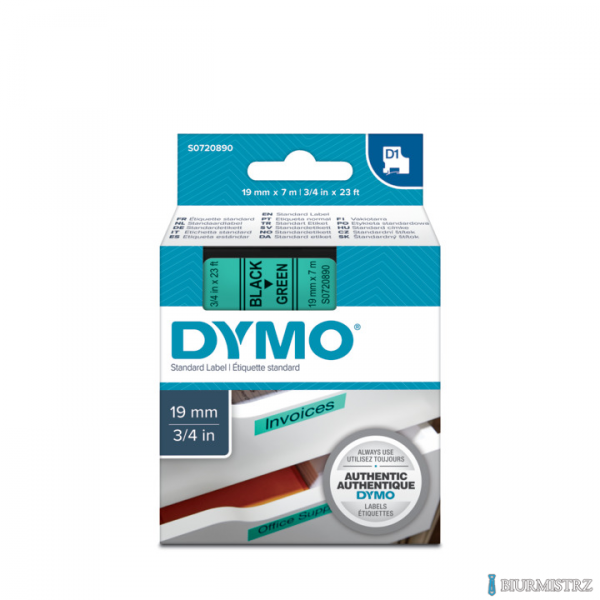 Taśma DYMO D1 - 19 mm x 7 m, czarny / zielony S0720890 do drukarek etykiet
