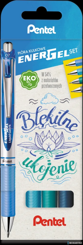 Pióro kulkowe ENERGEL 0,7 mm,  kpl.4 kolory BŁĘKITNE UKOJENIE BL77-ST4CACSSPL PENTEL