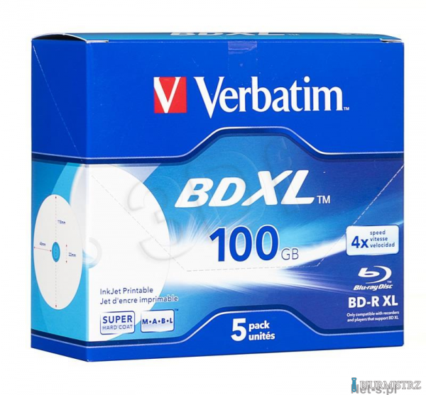 Płyta BD-R XL VERBATIM Blu-ray 100GB nadruk Jewel Case speed 4x 43789
