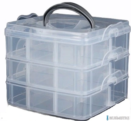 Organizer pojemnik 18 przegródek 3 warstwy 15x15x12,5cm  P2007623