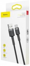 KABEL USB-A -> USB-C Baseus Cafule CATKLF-AG1 50cm 3A QC 3.0 CZARNO-SZARY W NYLONOWYM OPLOCIE