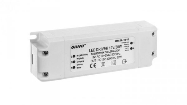 Zasilacz LED 12V DC 50W 4,2A IP20 OR-ZL-1616