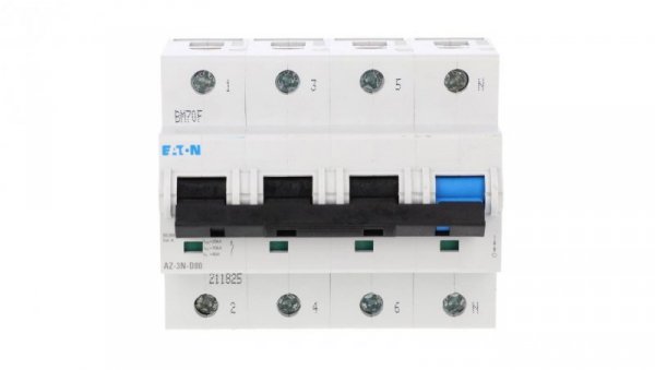 Wyłącznik nadprądowy 3P+N D 80A 20kA AC AZ-3N-D80 211825
