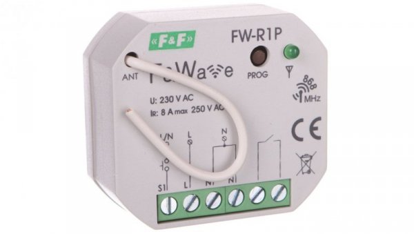Radiowy pojedyńczy przekaźnik bistabilny - montaż P/t 85-265V AC/DC FiWave FW-R1P