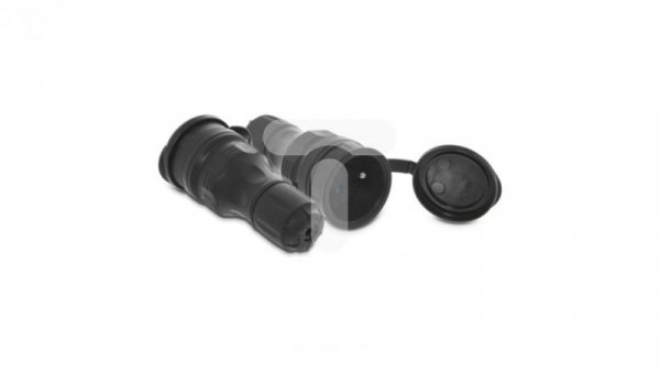 Gniazdo przenośne z klapką 16A 2P+Z 250V IP54 czarny GN-54 W-97448