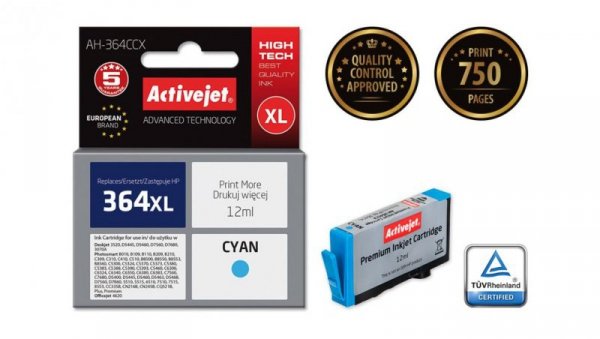 Tusz Activejet AH-364CCX (zamiennik HP 364XL CB323EE Premium 12 ml niebieski)