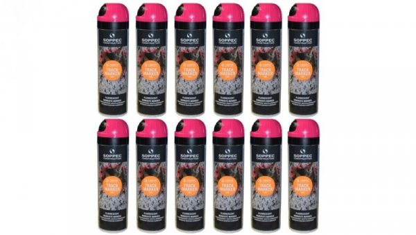 Farba geodezyjna do znakowania spray różowa 12 sztuk SOPPEC Track Marker