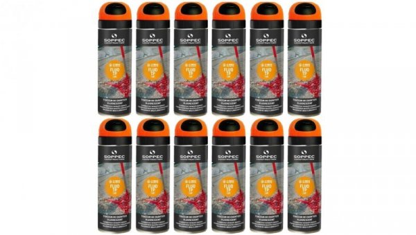 Farba geodezyjna do znakowania spray pomarańczowa 12 sztuk SOPPEC Fluo T.P.