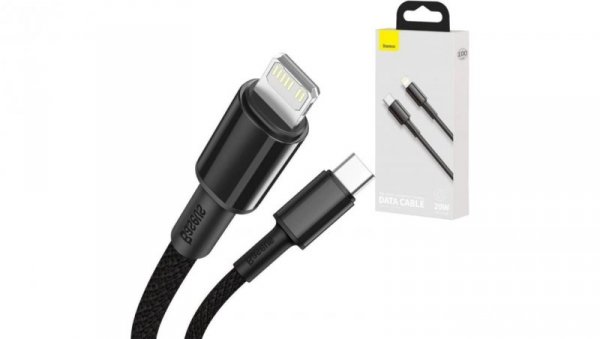 BASEUS Kabel USB 3.0 typ-C / Lightning (wtyk / wtyk) Quick Charge 3.0 Cafule czarny 1m