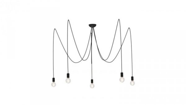 Nowodvorski lampa wisząca SPIDER E27 x 5 Przewód w oplocie Stal lakierowana Czarny ~220-230 V MAX: 5x60W