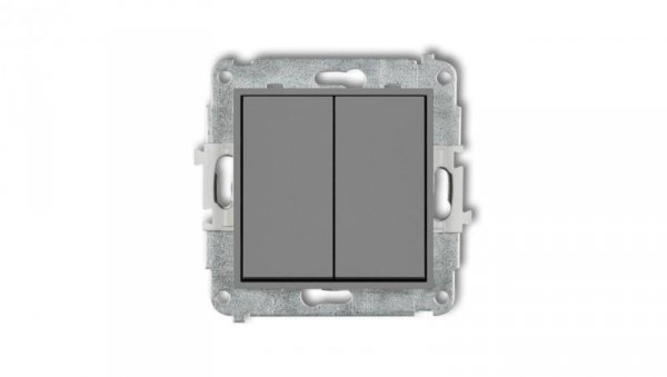 ICON Mechanizm łącznika zwiernego, dwubiegunowego (dwa klawisze bez piktogramów, osobne zasilanie) szary mat 27IWP-44.2