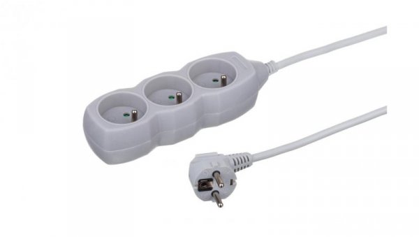 Przedłużacz 3-gniazdowy 3m, 3x1,0mm OWY szary / 24240