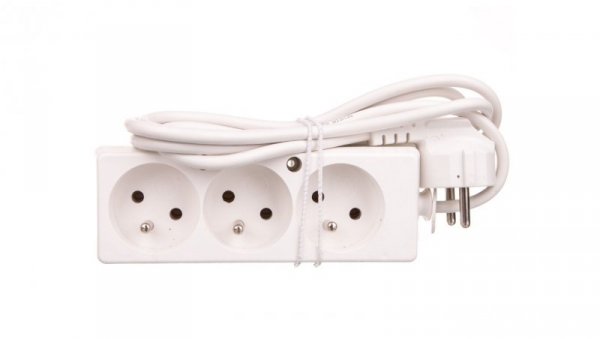 Przedłużacz 3-gniazda z/u 10A 1,5m /OMY 3x1/ biały PS-370 T-105390