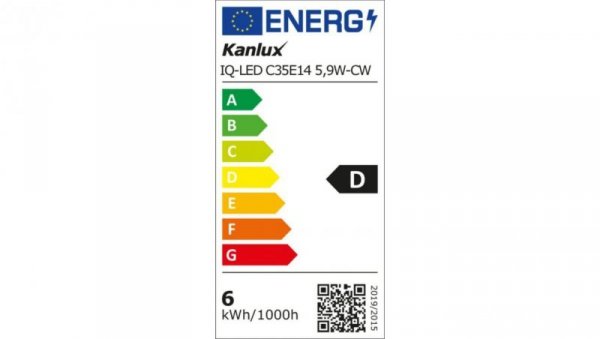 Żarówka Źródło światła LED E14 IQ-LED C35E14 5,9W-CW 806lm 6500K barwa zimna 3 lata Gwar. 36687