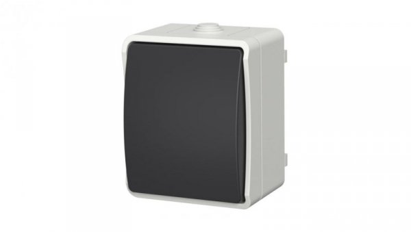 Łącznik pojedynczy zwierny dzwonek natynkowy Aqua Plus IP54 szaro grafitowy 40112