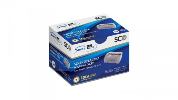 IDEALNA Szybkozłączka 5x 0,75-4mm2 uniwersalna bezhalogenowa (na drut / na linkę) 450V/24A SCP5 SIMET 50szt.