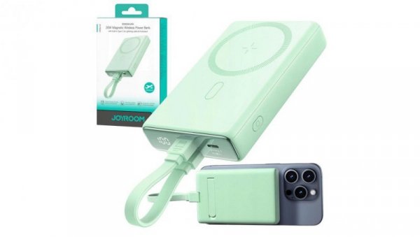 Powerbank Joyroom JR-PBM01 10000mAh 20W 1x USB-C 2x Lightning zielony + kabel