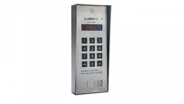 Laskomex CD-2600R audio z czytnikiem kluczy RFID ze stali nierdzewniej, w obudownie natynkowej.