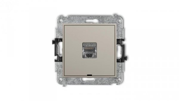 MINI Mechanizm gniazda komputerowego pojedynczego 1xRJ45, kat. 5e, ekranowany, 8-stykowy, bez pola opisowego taupe 60MGKBO-1e
