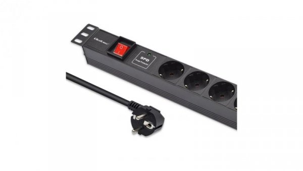 Qoltec Aluminiowa Listwa zasilająca PDU do RACK 19 1U 16A 6xSCHUKO 1.8m
