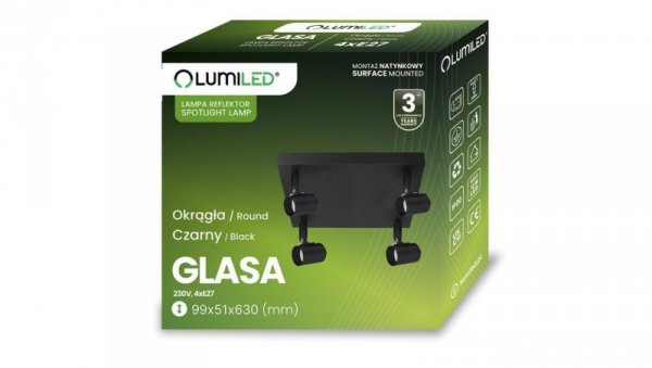 Lampa Sufitowa Plafon SPOT TUBA Reflektor Oprawa Halogenowa 4x E27 GLASA LUMILED