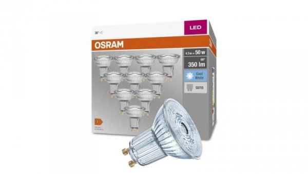 10PAK Żarówka LED GU10 4.3W = 50W 350lm 4000K Neutralna 36 OSRAM