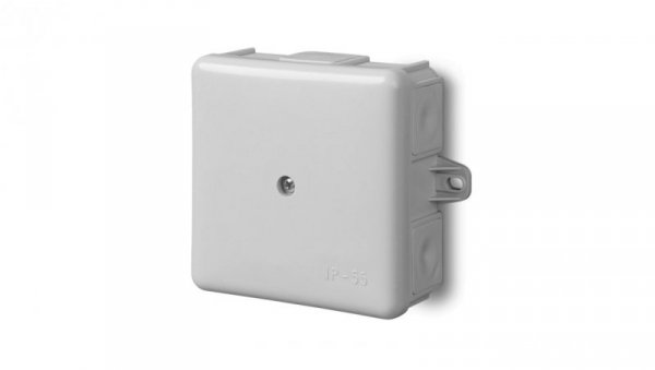 Puszka hermetyczna n/t 86x86x39mm z zaciskiem 5x2,5mm z uszami montaż. IP55 szary 0226-41