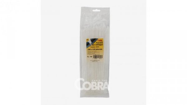 Opaska kablowa 200x4,8 biała COBRA 9260 /100szt./