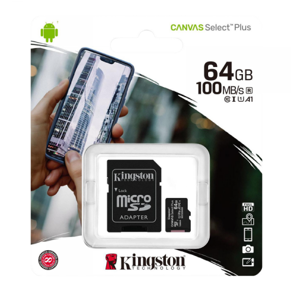 Karta pamięci microSD  Kingston Canvas Select Plus microSDHC C10 UHS-I 64GB