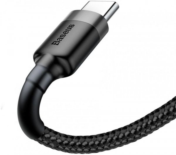 KABEL USB-A -&gt; USB-C Baseus Cafule CATKLF-AG1 50cm 3A QC 3.0 CZARNO-SZARY W NYLONOWYM OPLOCIE