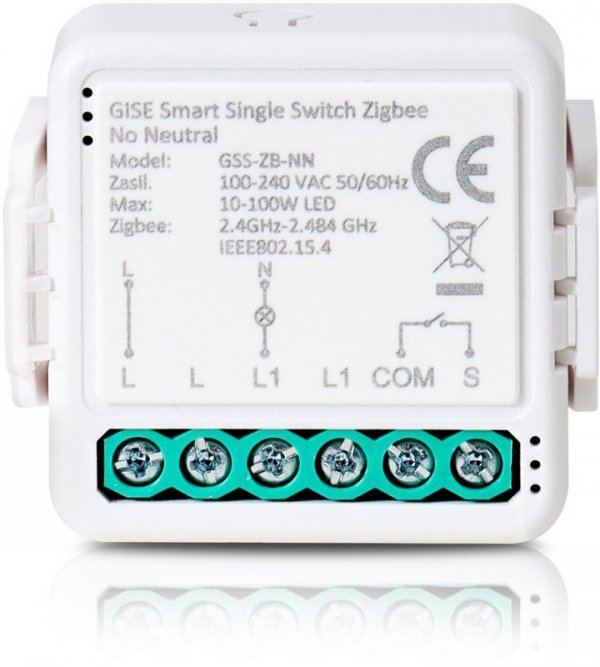 GISE Smart Pojedynczy moduł przekaźnikowy (bez N) Zigbee | Tuya | GSS-ZB-NN