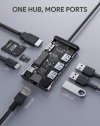 AUKEY CB-C91 aluminiowy HUB USB-C | 8w1 | RJ45 Ethernet 10/100/1000Mbps | 3xUSB 3.1 | HDMI 4k@30Hz | SD i micro SD | USB-C Power