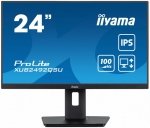 IIYAMA Monitor 23.8 cala ProLite XUB2492QSU-B1 IPS,QHD,USB-C,100Hz,3xUSB(3.2),HDMI,DP  300cd/m2,FreeSync,2x2W,HAS(150mm),PIVOT