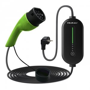 Qoltec Mobilna ładowarka do samochodu elektrycznego EV z regulacją 2w1  Typ2 | 3.5kW | 230V | LCD | LED | 5m