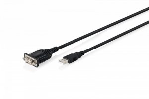 Digitus Kabel adapter USB 2.0 do RS232 (DB9) | Chipset FTDI (FT232RNL) | PVC, czarny | Mocowanie w tulejkach gwintowanych | 1.8m