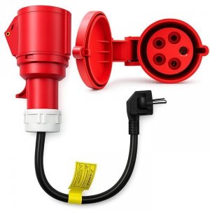 Qoltec Adapter siłowy do ładowarek EV | gniazdo CEE 32A 5P 400V na SCHUKO 230V | max 16A | 3.5kW